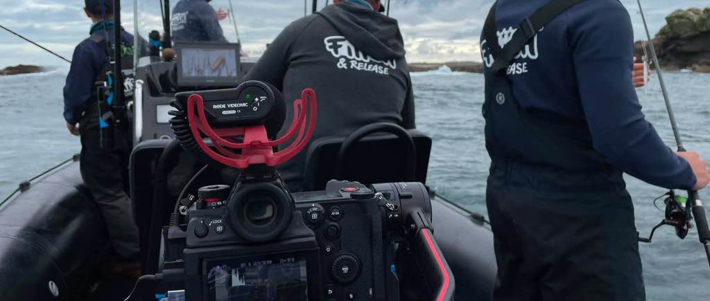 Tournage vidéo pour la marque de pêche FIIISH avec matériel et équipe sur site